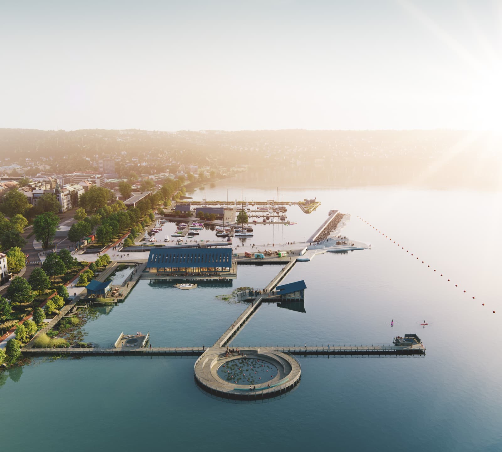 3D-rendering av hur nya Hamnpiren i Jönköping skulle kunna se ut.